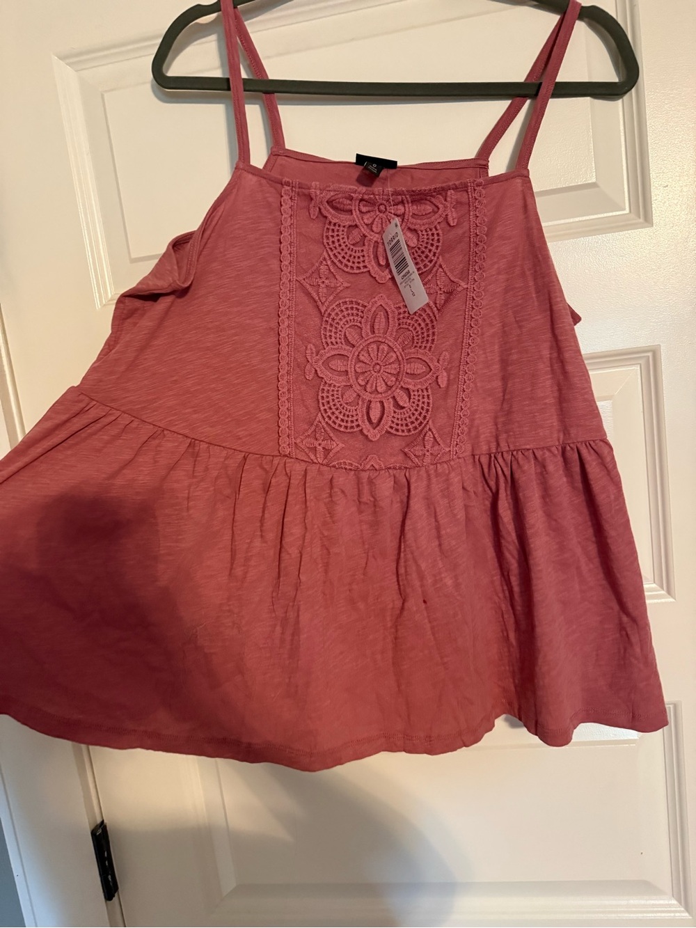 TORRID Women's Babydoll Dusty Rose Crochet-Front Tank Top